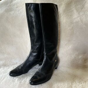Salvatore Ferragamo Black Leather Knee-High Boots